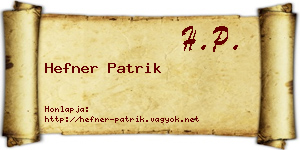 Hefner Patrik névjegykártya